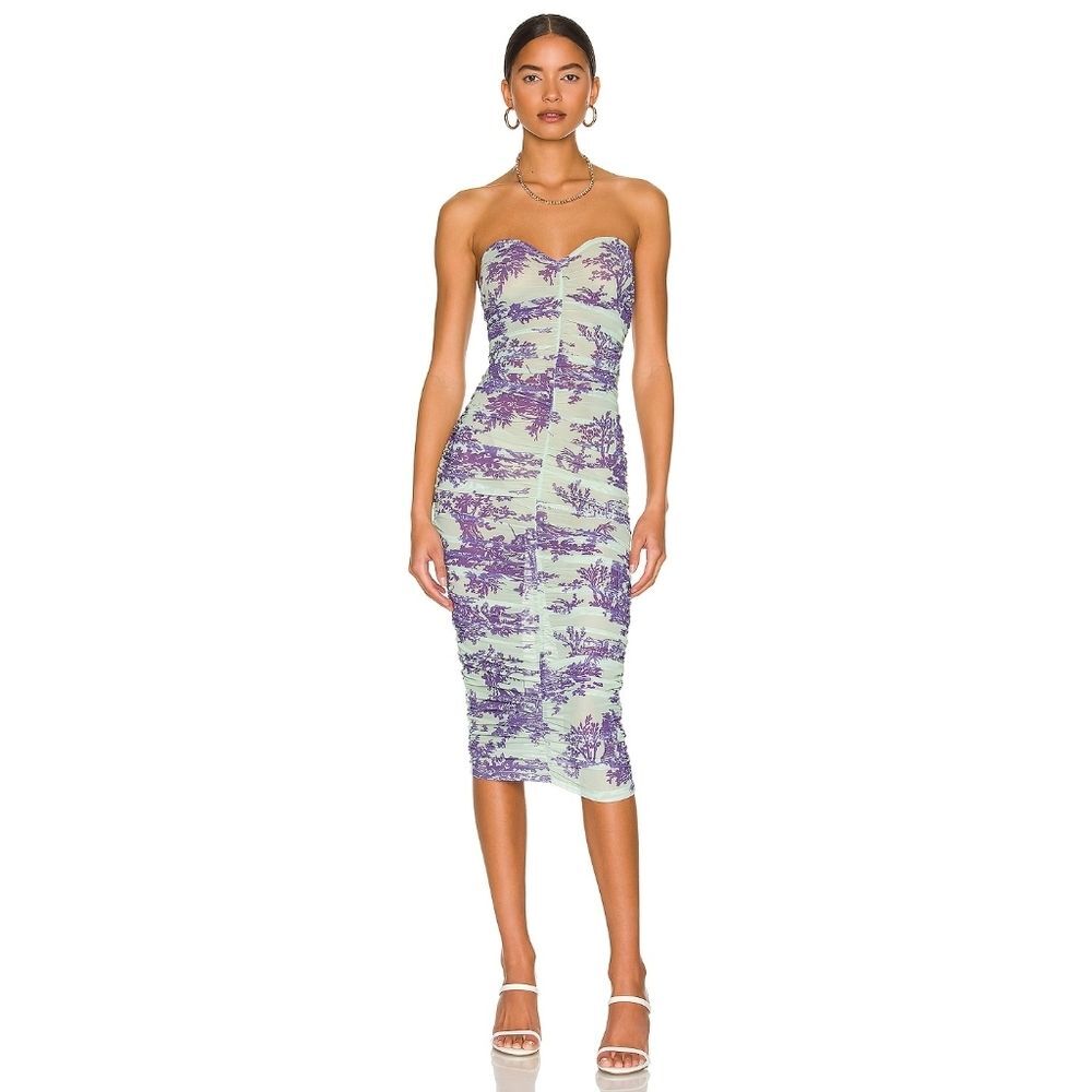 NWT Miaou Renzo Mint Toile Ruched Mesh Dress